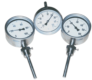 bimetallic thermometer from brass or stainless steel