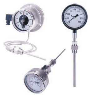gas expansion thermometer of all sizes with rigid or flexible connection