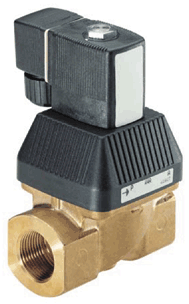2/2-way solenoid valve from brass or stainless steel