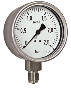 bourdon tube pressure gauge with nominal size 100 mm