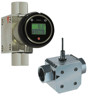 impeller flow meter from plastic, brass or stainless steel up to 100 l/min