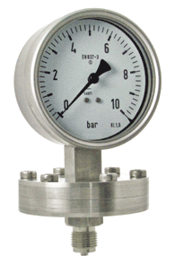 diaphragm pressure gauge from steel or stainless steel with nominal sizes 100 and 160 mm